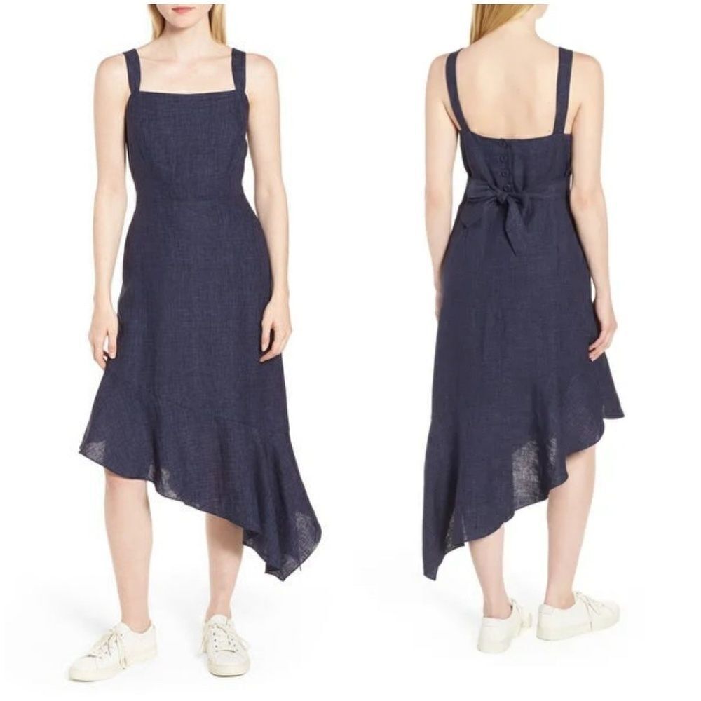 Nordstrom Signature Blue Linen Dress sz XL